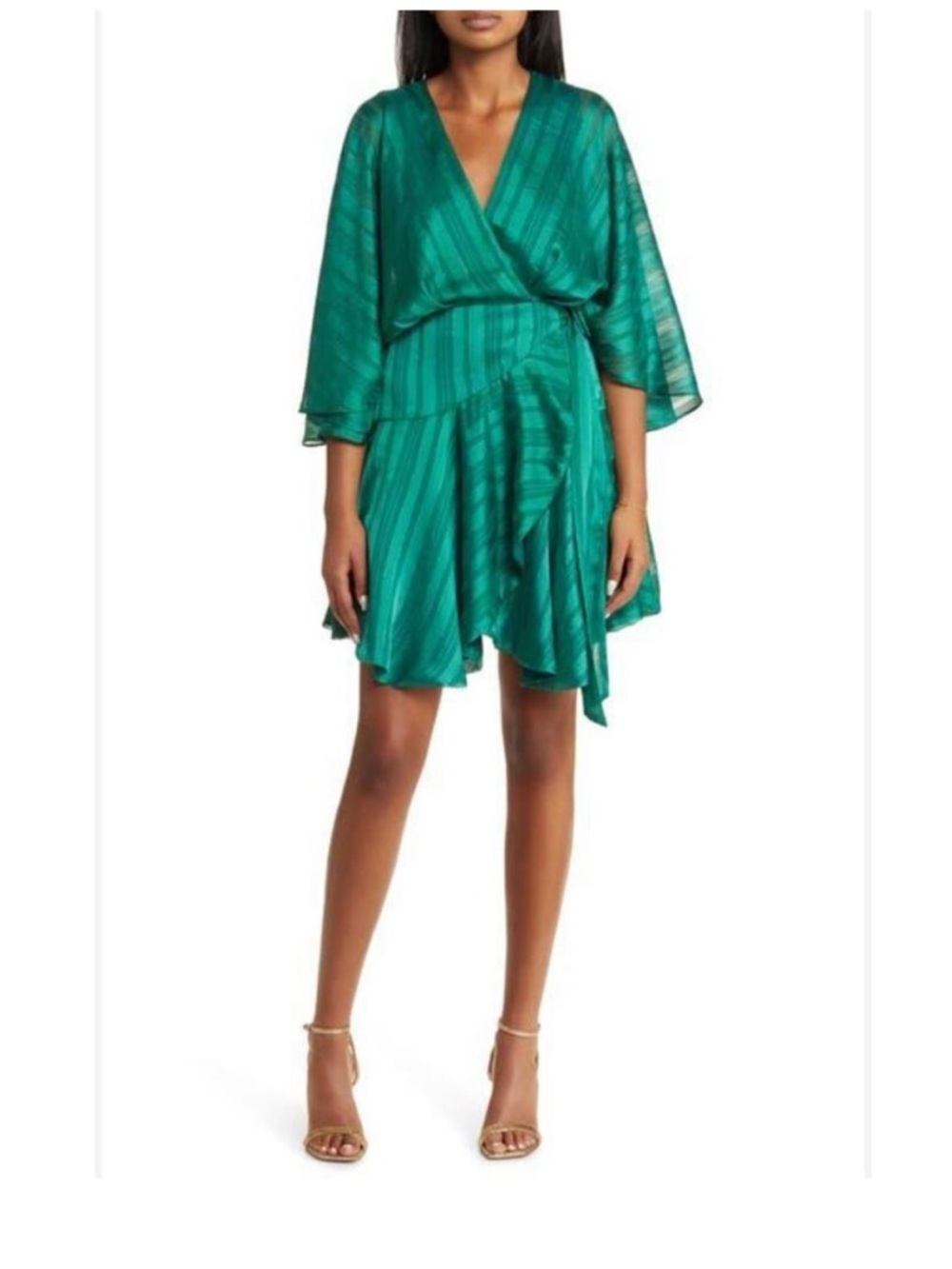 BTFL-life Emerald Green Stripe Wrap Dress
